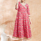 InWeave Women's Pink Patola Printed Gota Embroidered Anarkali Kurta - Swadesiicart