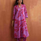 trueBrowns Purple Print Straight Kurta Set | Swadesiicart