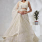 House of Panchhi Cream Net Cutdana, Sequins And Zarkan Embroidery Lehenga Choli & Dupatta | Swadesiicart