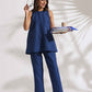 trueBrowns Blue Slub Co-ord Set - Swadesiicart