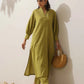 trueBrowns Pear Green Cotton Linen Kurta Pant Set | Swadesiicart