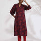 trueBrowns Purple Floral Print Kurta Set | Swadesiicart
