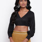 trueBrowns Black Gathered Sleeve Top | Swadesiicart