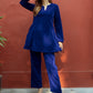trueBrowns Blue Solid Velvet Co-Ord Set - Swadesiicart