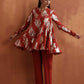 trueBrowns Rust Metallic Flared Anarkali Co-ord Set - Swadesiicart