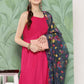 InWeave Women's Fuchsia Strappy Set W Navy Pink Or Dupatta - Swadesiicart
