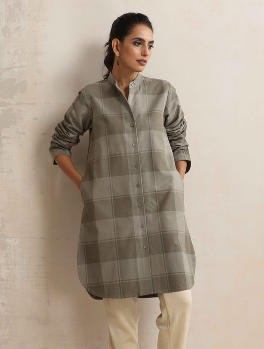 trueBrowns Green Check Winter Shirt Top | Swadesiicart