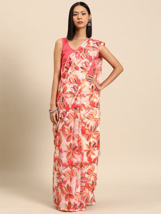 Ahalyaa Floral Poly Chiffon Saree | Swadesiicart