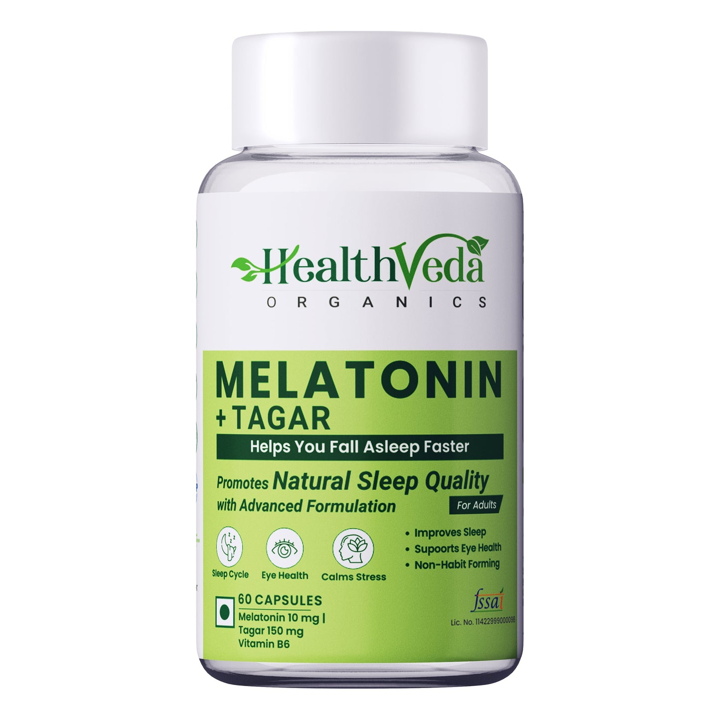 Health Veda Organics Melatonin Sleep & Relaxation Capsules - Swadesiicart