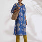 trueBrowns Blue Cotton Stripe Print Kurta Set | Swadesiicart