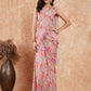 InWeave Women's Pastel Mauve Hibiscus Floral Skirt Saree - Swadesiicart