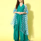 InWeave Women's Teal Lace Work Backless Kurta Sharara Set With Lehariya Dupatta - Swadesiicart