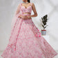 House of Panchhi Pink Georgette Sequins And Thread Embroidery Lehenga Choli & Dupatta | Swadesiicart