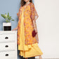 InWeave Women's Cassatta Yellow Cr Strappy Set With Mustard Brown Cape - Swadesiicart