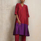 trueBrowns Red Silk Kurta Set | Swadesiicart