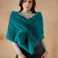 InWeave Women's Cyan Blue Long Faux Fur Cape - Swadesiicart
