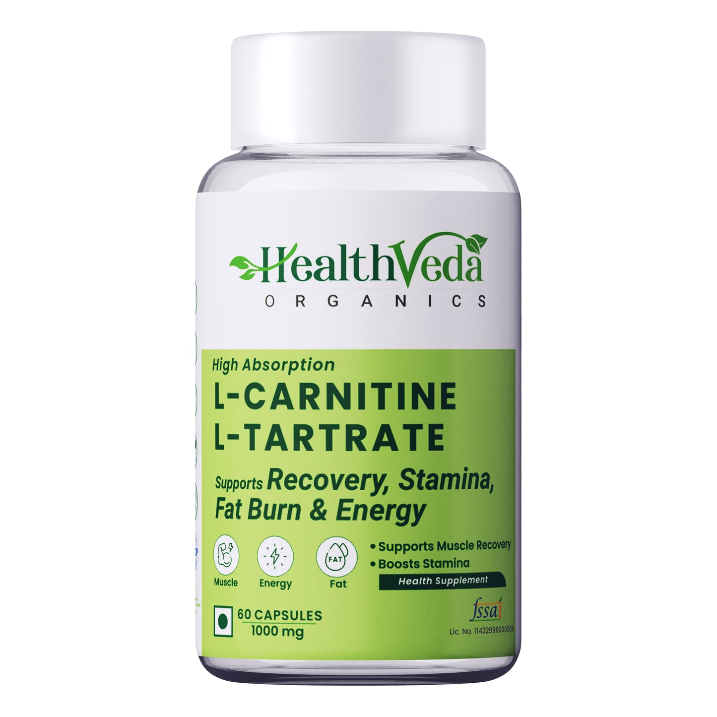 Health Veda Organics L Carnitine L-Tartrate Veg Capsules - Swadesiicart