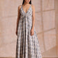 trueBrowns Grey Dabu Buta Print Cotton Sleeveless Dress | Swadesiicart