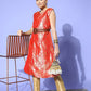 InWeave Women's Red Brocade Jacket - Swadesiicart