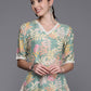Ahalyaa Floral Printed Tunic with Lace Inserts Detail | Swadesiicart