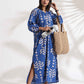 trueBrowns Blue Cotton Print Dress | Swadesiicart