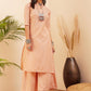 InWeave Women's Light Mustard Lurex Kantha Mandarin Neck Kurta Palazzo Set - Swadesiicart