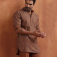trueBrowns Men's Brown Cotton Dobby Short Kurta | Swadesiicart