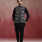 trueBrowns Men's Black Ikat Print Cotton Reversible Nehru Jacket | Swadesiicart