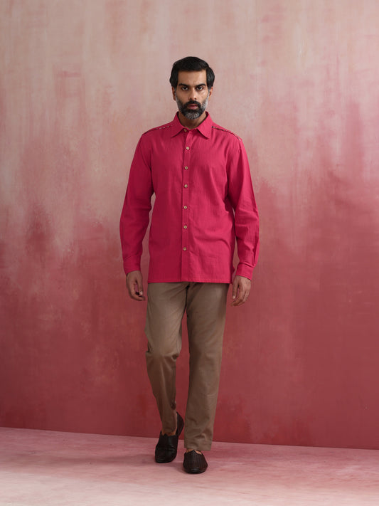 trueBrowns Men's Pink Cotton Shirt | Swadesiicart
