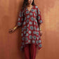 trueBrowns Maroon Print A-line Kurta Co-ord Set - Swadesiicart