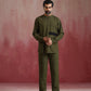 trueBrowns Men's Olive green Cotton Mandarin Collar Kurta Co-ord set - Swadesiicart