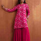 trueBrowns Red Print Sharara Set | Swadesiicart