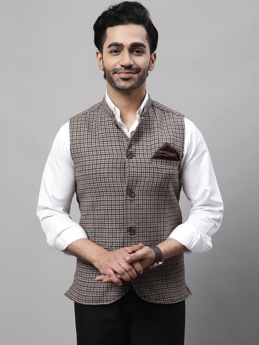 Even Apparels Men's Beige Pure Wool Nehru Jacket | Swadesiicart