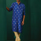 trueBrowns Men's Royal Blue Geometric Floral Viscose Silk Long Kurta | Swadesiicart