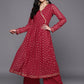Ahalyaa Women Maroon Floral Empire Kurta with Palazzos | Swadesiicart