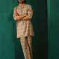 trueBrowns Men's Beige Geometric Muslin Silk Printed Co-ord Set - Swadesiicart