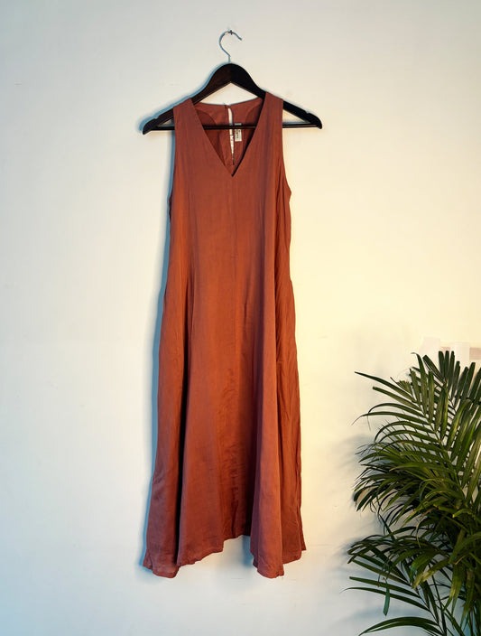trueBrowns Orange Textured Dress | Swadesiicart