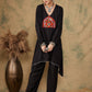 InWeave Women's Black Trangle Maroon Patch Work Assymentrical Kurta Set - Swadesiicart