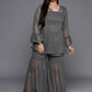 Ahalyaa Plus Size Ethnic Printed Chiffon Wrap Tunic with Sharara | Swadesiicart