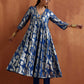 trueBrowns Blue Metallic Flared Anarkali Kurta Set | Swadesiicart