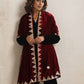 trueBrowns Maroon Velvet Gota Patti Stole | Swadesiicart