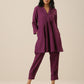 trueBrowns Plum Purple Slub Texture Pleated Co-Ord Set - Swadesiicart