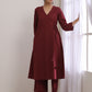 trueBrowns Ruby Wine Dobby Angrakha Pant Set | Swadesiicart