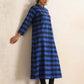 trueBrowns Blue Check Flared Winter Dress | Swadesiicart