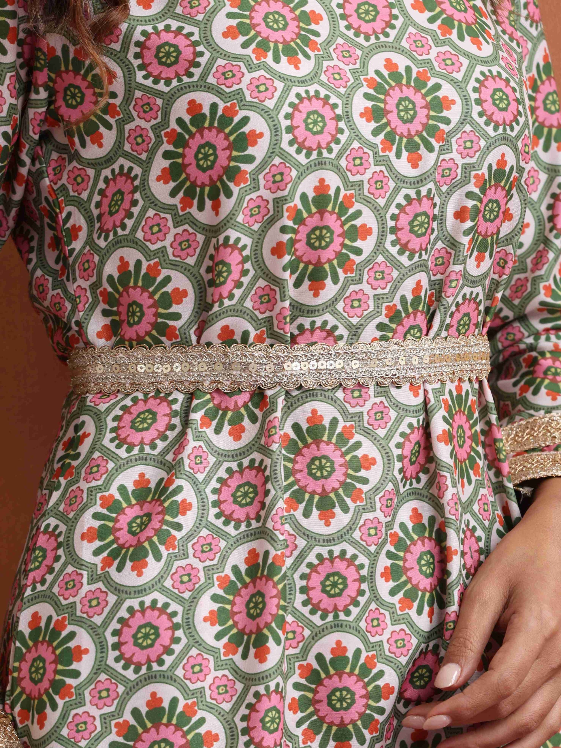 trueBrowns Light Gold Embellished Belt | Swadesiicart
