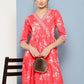 Ahalyaa Floral Printed Pleated Maxi Empire Ethnic Dress | Swadesiicart