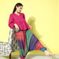 InWeave Women's Magenta Top With Multi Clr Harem Set - Swadesiicart