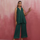 trueBrowns Dark Green Cotton Dobby Kurta Co-ord set - Swadesiicart