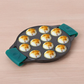 The Indus Valley 12 Pit/Cup CASTrong Cast Iron Paniyaram/Appe Pan, Pre-seasoned, with Double Handle Silicone Grip,Toxin-free, 20.8 cm, 2.2 kg