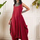 InWeave Maroon Round Sleeveless Jumpsuit - Swadesiicart